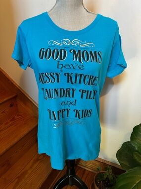 Good Moms Graphic Tee - Turquoise Top